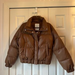 Abercrombie Brown Faux Leather Puffer